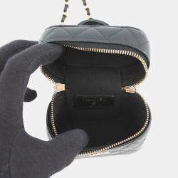 مملوكة مسبقًا Chanel Matelasse 2Way Chain Vanity Case Black Caviar Leather