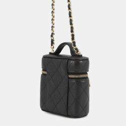مملوكة مسبقًا Chanel Matelasse 2Way Chain Vanity Case Black Caviar Leather