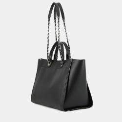 Pre Owned حقيبة شانيل دوفيل 2 واي سلسلة جلد كافيار سوداء مرصعة