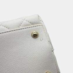 Pre Owned Chanel Coco Handle White Caviar Leather Size 29