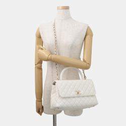 Pre Owned Chanel Coco Handle White Caviar Leather Size 29