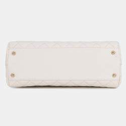 Pre Owned Chanel Coco Handle White Caviar Leather Size 29