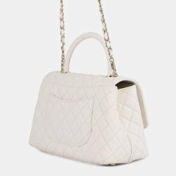 Pre Owned Chanel Coco Handle White Caviar Leather Size 29