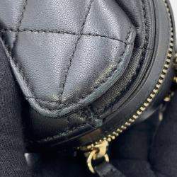 Pre Owned حقيبة شانيل سلسلة قلب مغطاة كتف جلد الخروف سوداء