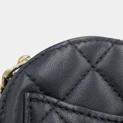 Pre Owned حقيبة شانيل سلسلة قلب مغطاة كتف جلد الخروف سوداء