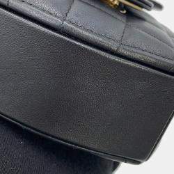 Pre Owned حقيبة شانيل سلسلة قلب مغطاة كتف جلد الخروف سوداء