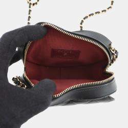 Pre Owned حقيبة شانيل سلسلة قلب مغطاة كتف جلد الخروف سوداء