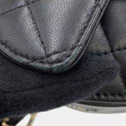 Pre Owned حقيبة شانيل سلسلة قلب مغطاة كتف جلد الخروف سوداء