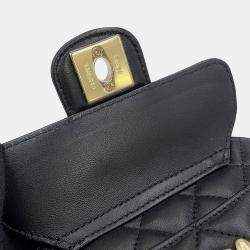 Pre Owned حقيبة شانيل سلسلة قلب مغطاة كتف جلد الخروف سوداء