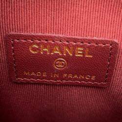 Pre Owned حقيبة شانيل سلسلة قلب مغطاة كتف جلد الخروف سوداء