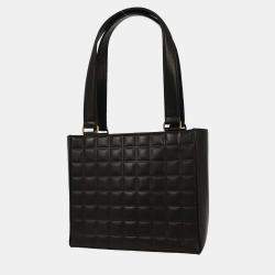 Pre Owned Chanel Black Lambskin Choco Bar Tote Shoulder Bag