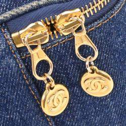 Pre Owned Chanel Blue Denim Vanity Handbag