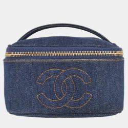 Pre Owned Chanel Blue Denim Vanity Handbag