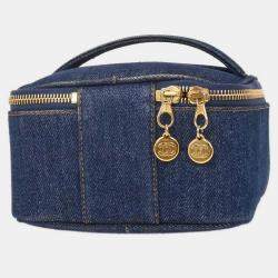 Pre Owned Chanel Blue Denim Vanity Handbag