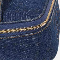 Pre Owned Chanel Blue Denim Vanity Handbag