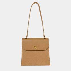 Pre Owned Chanel Beige Calfskin Handbag