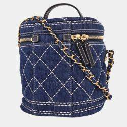 Pre Owned حقيبة شانيل دنيم أزرق "فانيتي" مزدوجة الاتجاهات