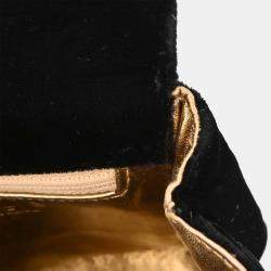 Pre Owned Chanel Black Velvet Shoulder Bag