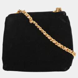 Pre Owned Chanel Black Velvet Shoulder Bag