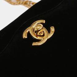 Pre Owned Chanel Black Velvet Shoulder Bag