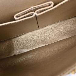 Pre Owned حقيبة كتف كلاسيكية مزدوجة قلاب متوسطة شنيل تويد زهري فاتح 2.55