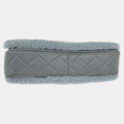 Pre Owned حقيبة شانيل حزام كتف غطاء كامل رقم 5 غلق بدور ضوء أزرق صوف