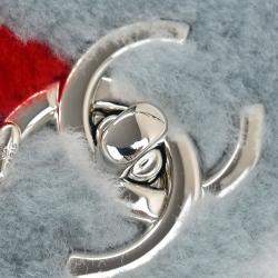 Pre Owned حقيبة شانيل حزام كتف غطاء كامل رقم 5 غلق بدور ضوء أزرق صوف