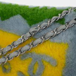 Pre Owned حقيبة شانيل حزام كتف غطاء كامل رقم 5 غلق بدور ضوء أزرق صوف