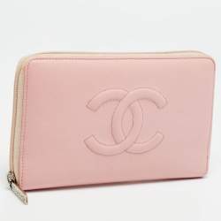 Pre Owned محفظة شانييل سحاب ملتف جلد زهري فاتح سي سي تايملس