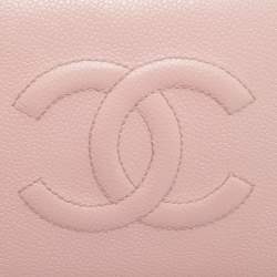 Pre Owned محفظة شانييل سحاب ملتف جلد زهري فاتح سي سي تايملس