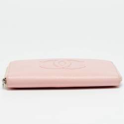 Pre Owned محفظة شانييل سحاب ملتف جلد زهري فاتح سي سي تايملس