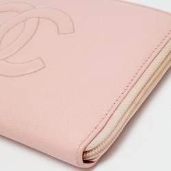 Pre Owned محفظة شانييل سحاب ملتف جلد زهري فاتح سي سي تايملس