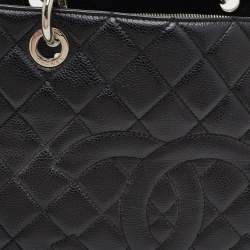 مملوكة مسبقًا Chanel Black Quilted Caviar Leather GST Shopper Tote