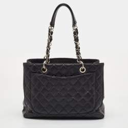 مملوكة مسبقًا Chanel Black Quilted Caviar Leather GST Shopper Tote