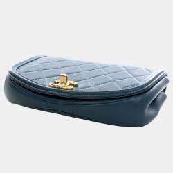 Pre Owned Chanel Blue Mini Quilted Calfskin Underline Flap