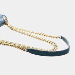 Pre Owned Chanel Blue Mini Quilted Calfskin Underline Flap