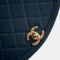Pre Owned Chanel Blue Mini Quilted Calfskin Underline Flap