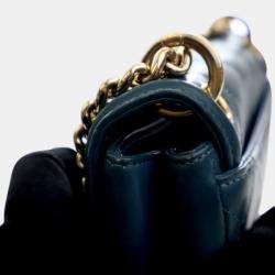 Pre Owned Chanel Blue Mini Quilted Calfskin Underline Flap