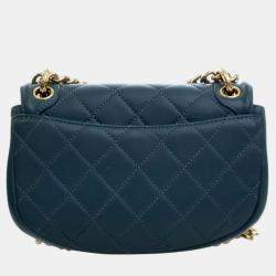 Pre Owned Chanel Blue Mini Quilted Calfskin Underline Flap