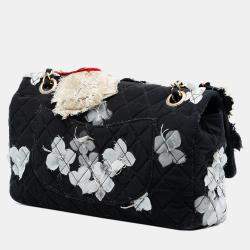 مملوكة مسبقًا حقيبة شانيل كلاسيك رفرف مفرد متوسط من نايلون مبطن وردي أسود أحمر إصدار محدود