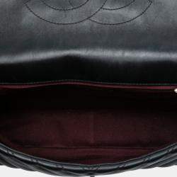 Pre Owned Chanel Black Jumbo Classic Chevron Lambskin Double Stitch Single Flap