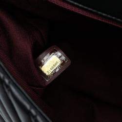 Pre Owned Chanel Black Jumbo Classic Chevron Lambskin Double Stitch Single Flap