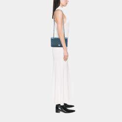 Pre Owned Chanel Blue Medium Classic Caviar Double Flap