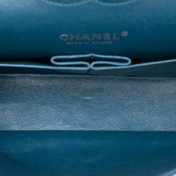 Pre Owned Chanel Blue Medium Classic Caviar Double Flap