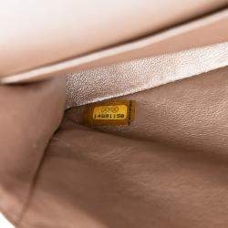 Pre Owned Chanel Gold Medium Classic Metallic Lambskin Double Flap