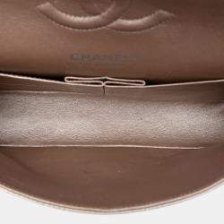 Pre Owned Chanel Gold Medium Classic Metallic Lambskin Double Flap