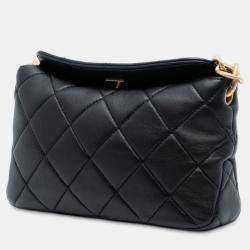 Pre Owned حقيبة كتف سلسلة شانيل ضفائر CC سوداء جلد حملان