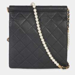 مملوكة مسبقًا Chanel Black Quilted Goatskin Vertical Chic Pearls Flap Bag