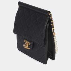 مملوكة مسبقًا Chanel Black Quilted Goatskin Vertical Chic Pearls Flap Bag