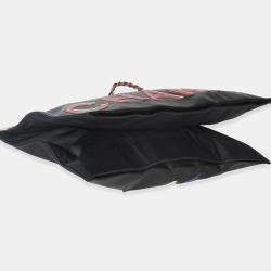 Pre Owned Chanel Vintage Black Red Lambskin No. 5 Star Chain Tote Bag